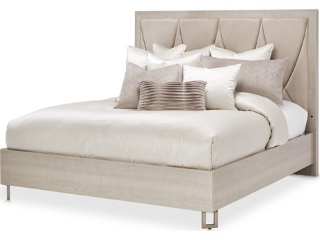 Michael Amini Marin Gray Wood Queen Panel Bed