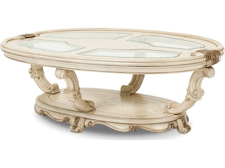 Michael Amini Platine De Royale Oval Glass Coffee Table