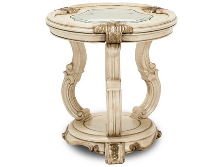 Michael Amini Platine De Royale Round Glass End Table