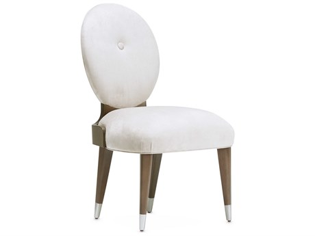 Michael Amini Roxbury Park White Velvet Upholstered Side Dining Chair