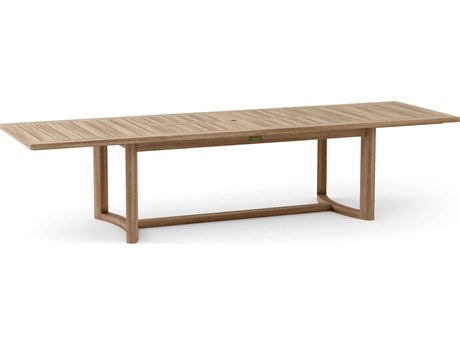Anderson Teak Junus Natural 88-136"W x 39"D Rectangular Extension Dining Table with Umbrella Hole