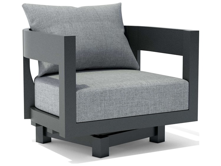 Anderson Teak Coronado Aluminum Dark Grey Swivel Outdoor Patio Lounge Chair