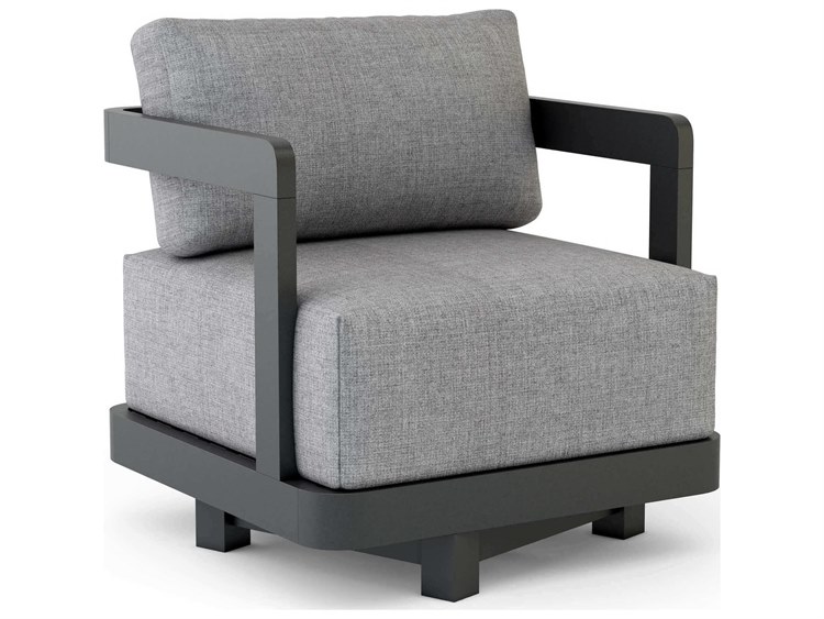 Anderson Teak Granada Aluminum Dark Grey Deep Seating Swivel Patio Lounge Chair