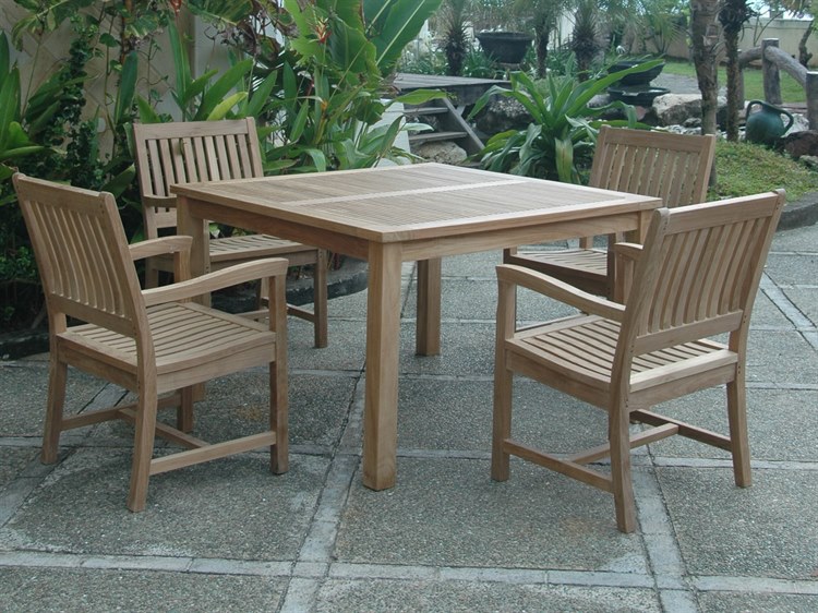 Anderson Teak Windsor Rialto Side Chair 5-Piece Dining Table Set