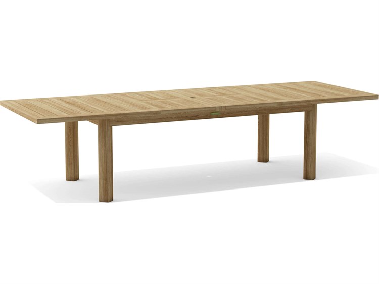 Anderson Teak Chelsea Rectangular Double Extension Table With Umbrella Hole