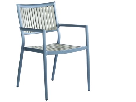 Alfresco Home Genevieve Dark Grey Polywood and Aluminum Outdoor Patio Dining Arm Chair