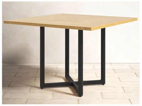 Alfresco Home Jakarta Square Teak Umbrella Hole Outdoor Patio Dining Table