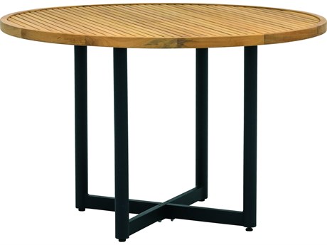 Alfresco Home Jakarta Round Teak and Aluminum Patio Dining Table