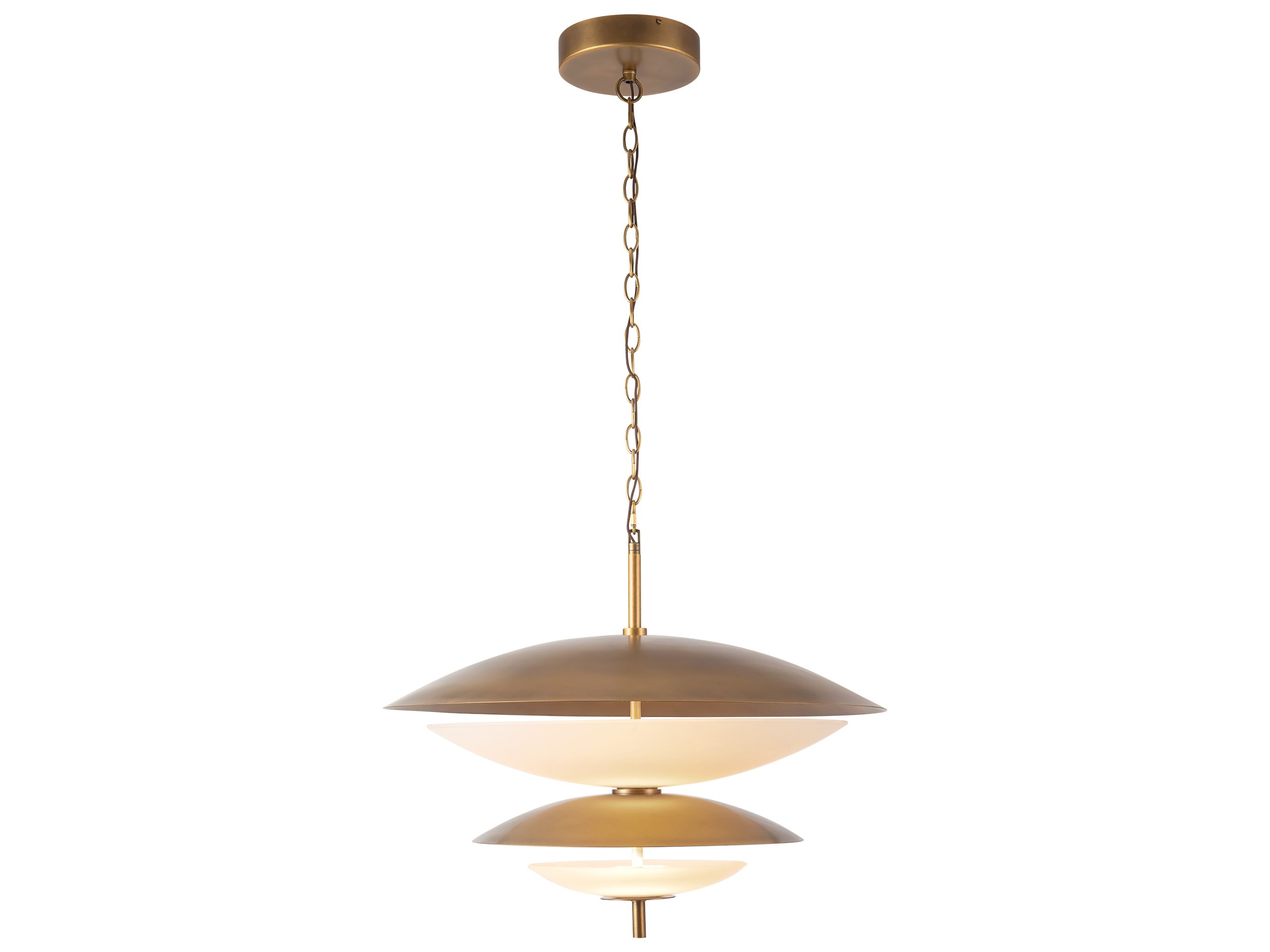 Prescott Vintage Brass Opal Matte Glass Dome Pendant