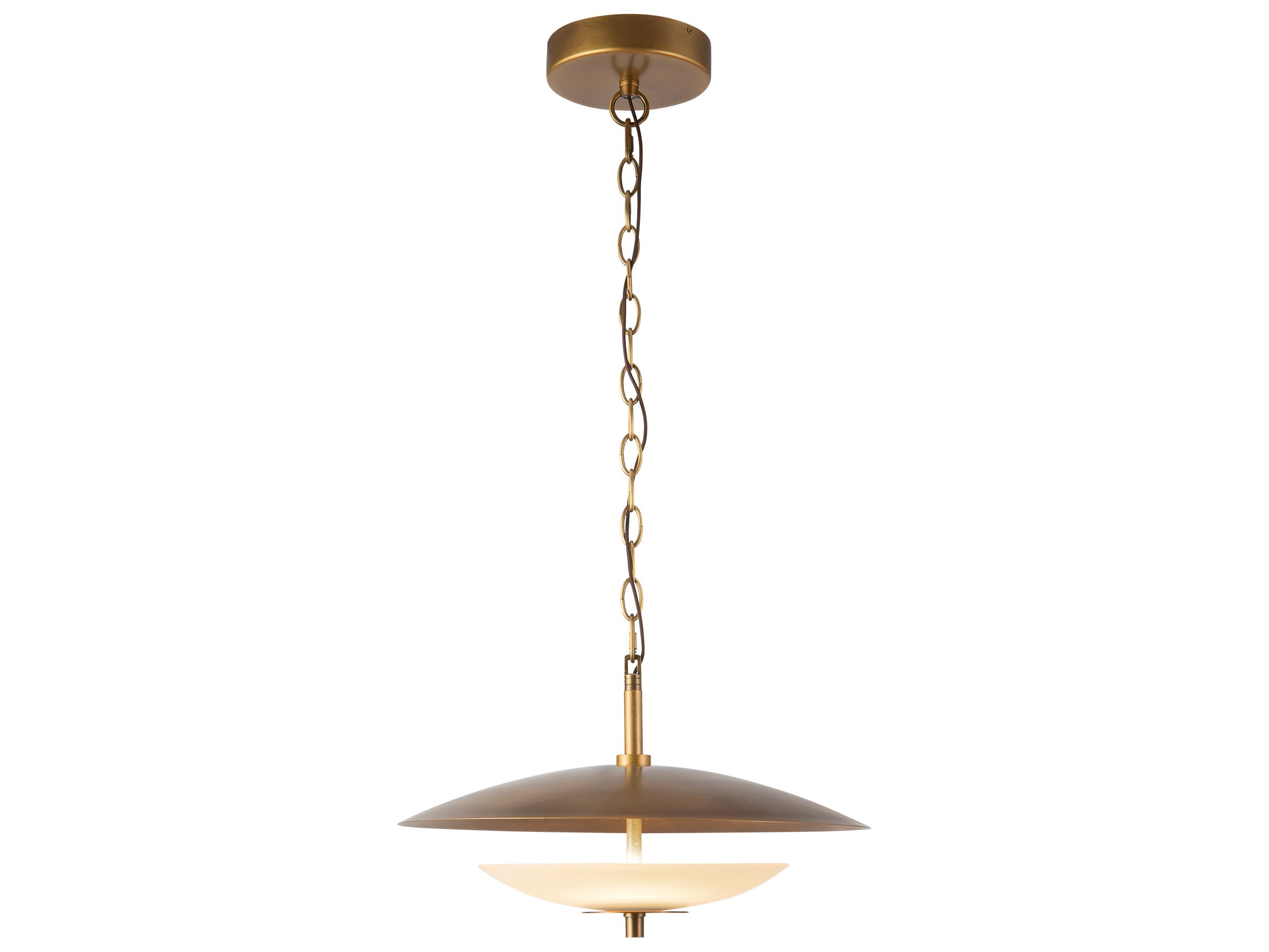 Prescott Vintage Brass Opal Matte Glass Dome Pendant
