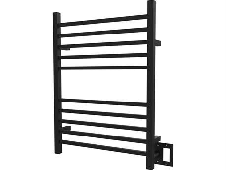 Amba Radiant Matte Black Square Hardwired and Plug-In Combo 10-Bar Towel Warmer