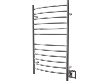 Amba Radiant Polished Stainless Radiant Large Hardwired Curved Heated Towel Rack