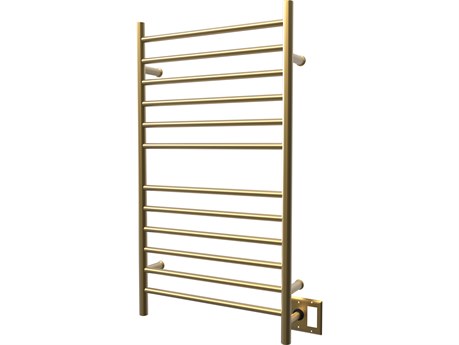 Amba Radiant Satin Brass Hardwired and Plug-In Combo Straight 12-Bar Towel Warmer