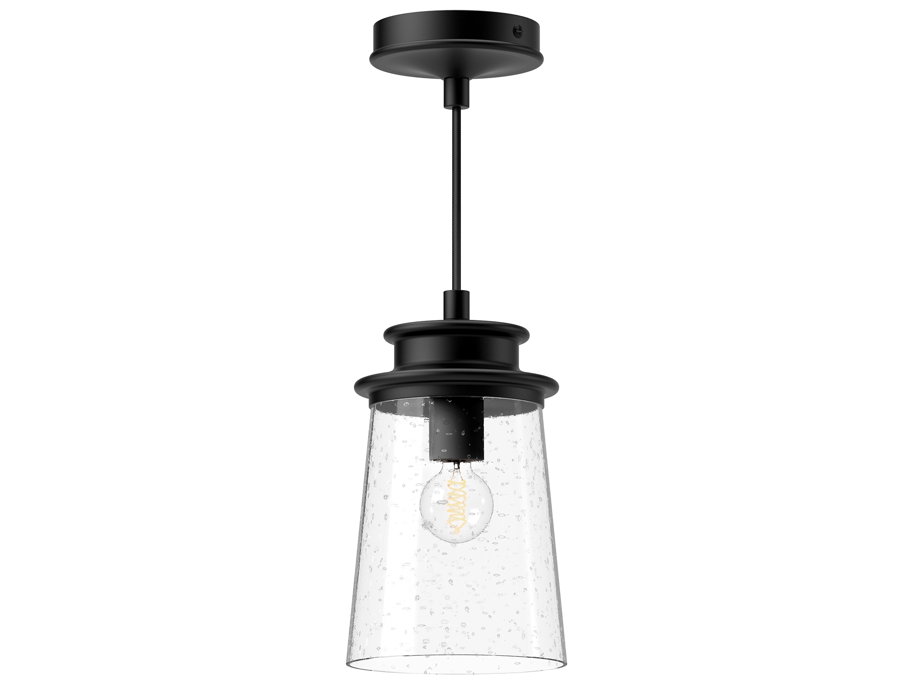 Alora Mood Quincy 1-Light Outdoor Hanging Light in Textured Black
