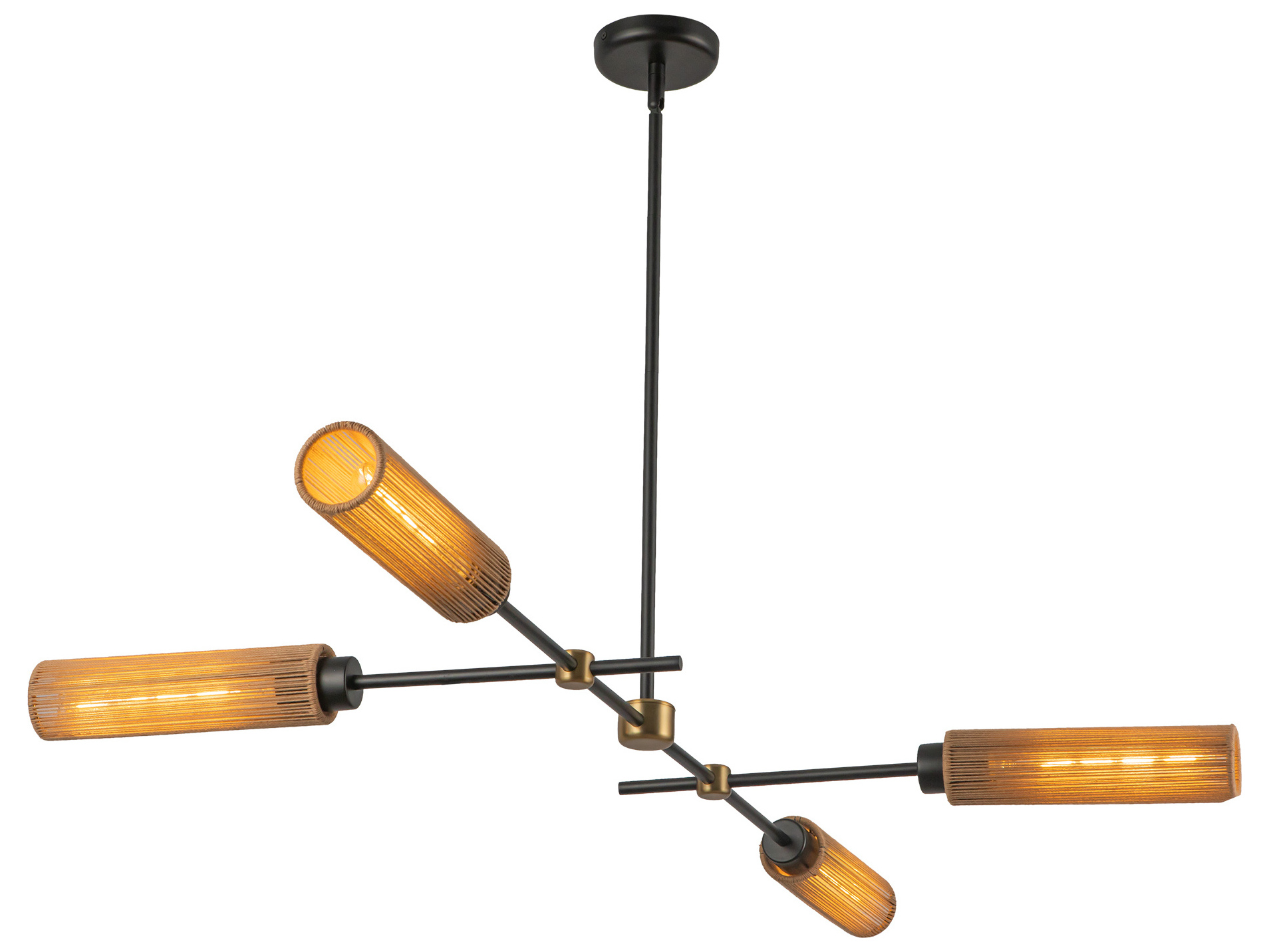 Alora LP491452MBTJ Alora Mood Colby 4 Light 52 inch Matte Black Linear Pendant Ceiling Light in Matte Black and Tan Jute