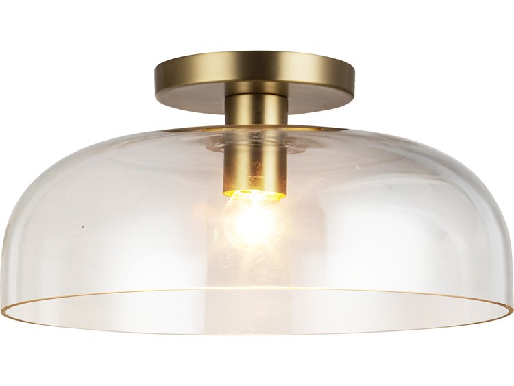 Photos - Chandelier / Lamp Wide Alora Mood Sylvia 1-Light Brushed Gold Dome Semi Flush Mount SF515712BGCL 
