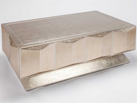 Artmax Rectangular Wood Champagne Silver Coffee Table