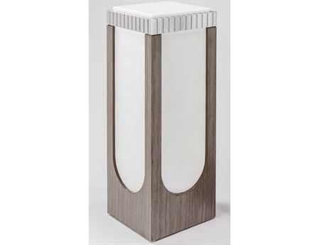 Artmax Square Stone White Silver Smoky Gray End Table