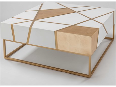 Artmax Square Gold Glass Coffee Table