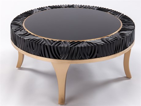 Artmax Black and Gold Round Coffee Table