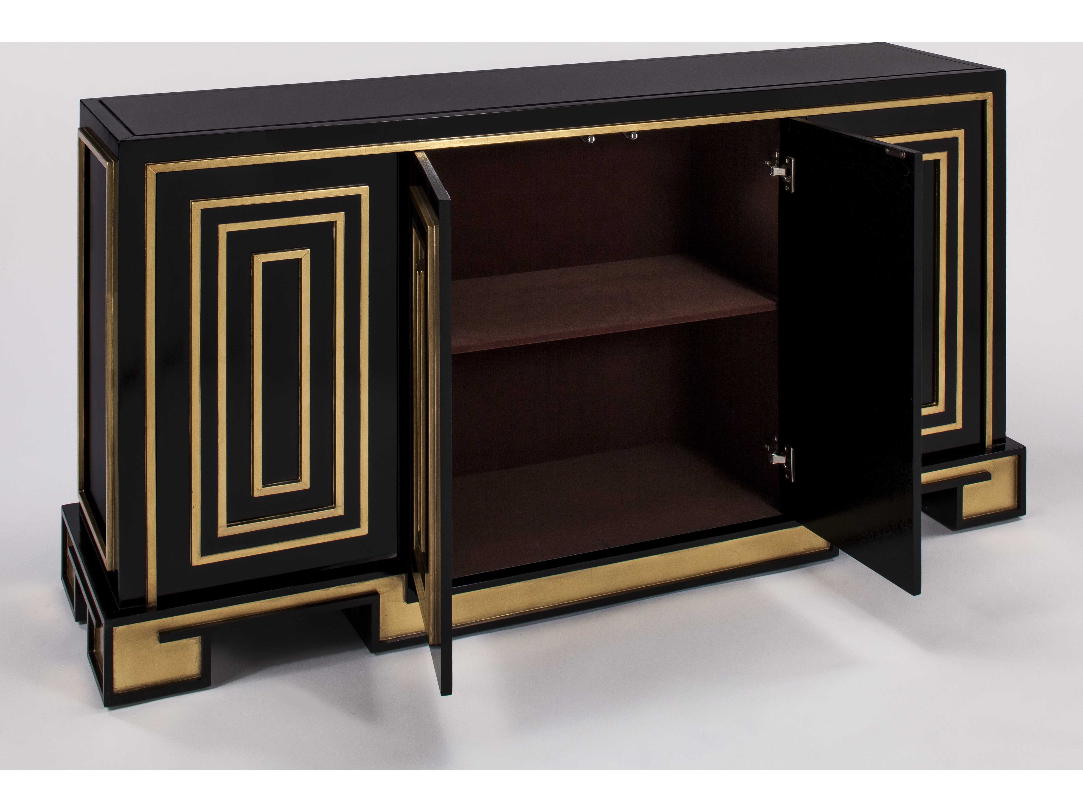 Artmax 63 5 X 34 Gold Leaf Black Lacquer Credenza Cabinet Amx4440s