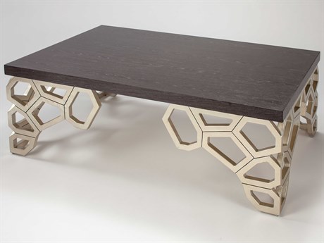 Artmax 56" Rectangular Wood Charcoal Oak Champagne Coffee Table