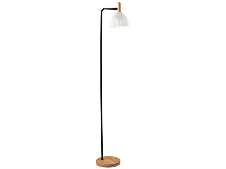 Photos - Floodlight / Street Light Adesso Peyton Black Natural White Glass Floor Lamp 2124-01 