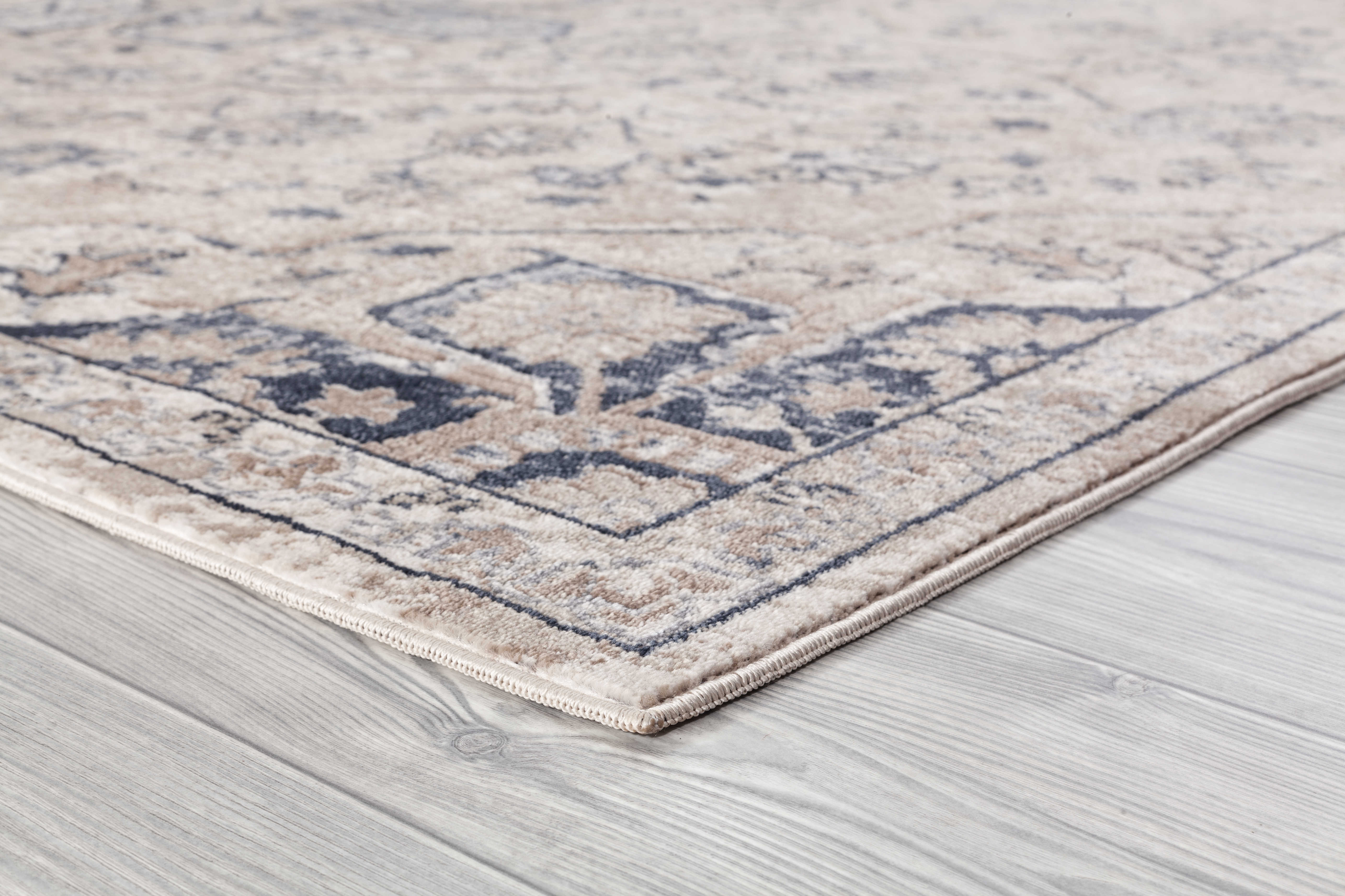 Amer Rugs Belmont Tan / Black Blue Rectangular Runner Area Rug ARBLM1REC