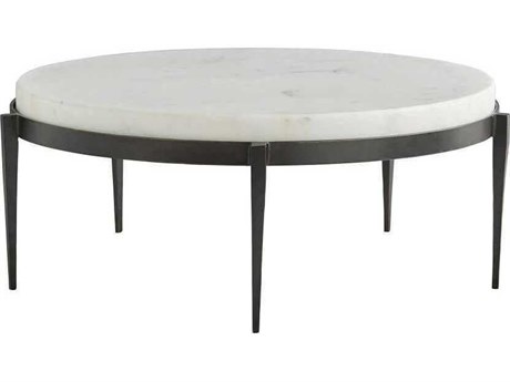 Arteriors Home Kelsie Round Marble Blackened Iron Coffee Table