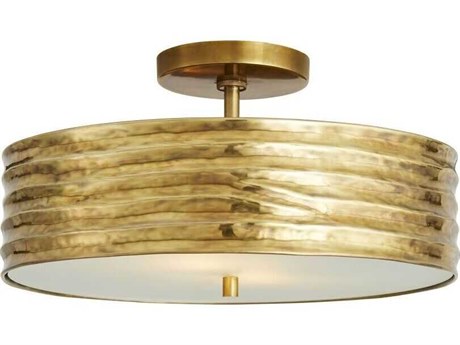 Arteriors Home Anna 2-Light Antique Brass Drum Semi Flush Mount