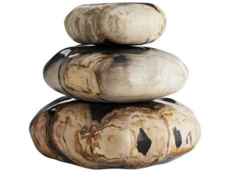Arteriors Home Vesper Polished Natural Petrified Wood Sculpture Set of 3