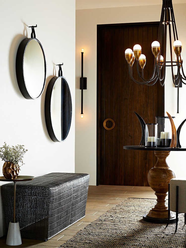 Arteriors Home Everett Oxidized Iron Natural Oak 32 Wide Round