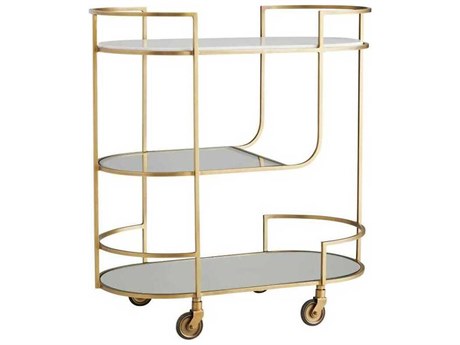 Arteriors Home Trainor Marble Antique Brass Bar Cart