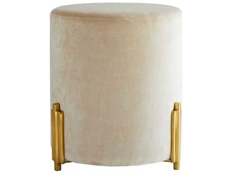 Arteriors Home Warby Sterling Polished Brass Beige Upholstered Ottoman