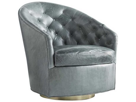 Arteriors Home Capri Swivel Blue Leather Accent Chair