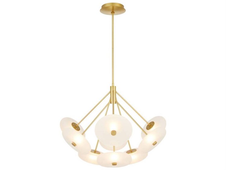 Photos - Chandelier / Lamp Helios Arteriors Home  9-Light Frosted Antique Brass Round Chandelier DLC33 