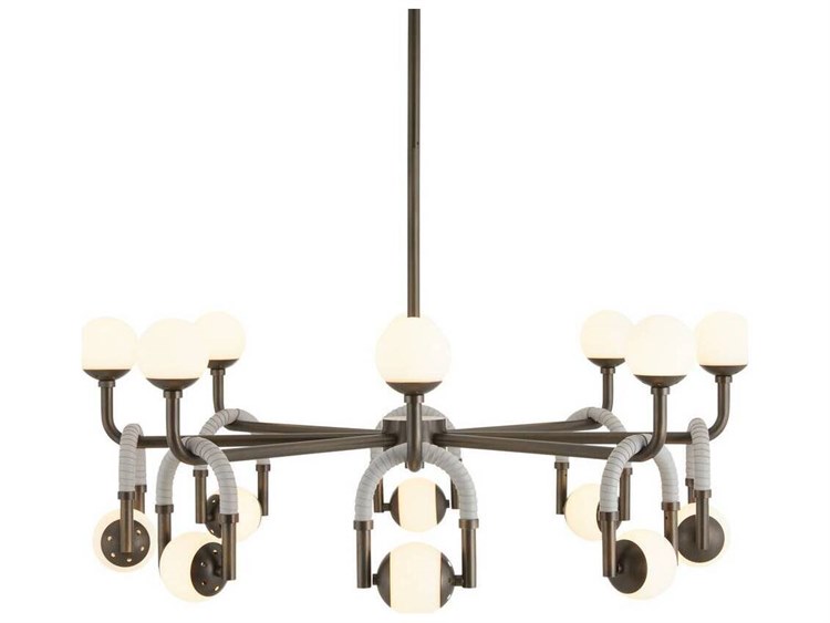 Photos - Chandelier / Lamp Wide Arteriors Home Hollins 8-Light Opal English Bronze Globe Chandelier DMC29