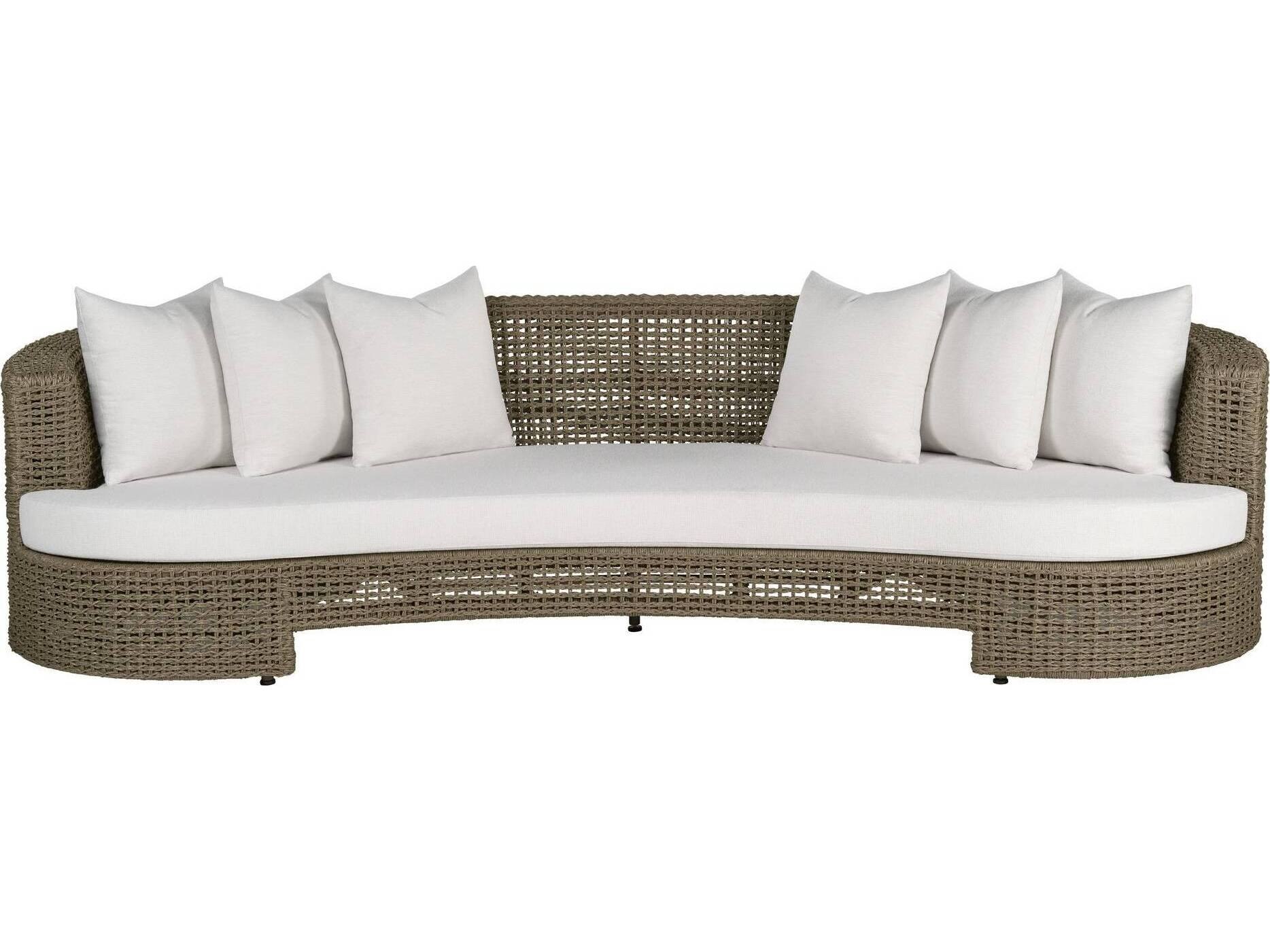 Arteriors Outdoor Helene White Gray Wicker Cushion Sofa