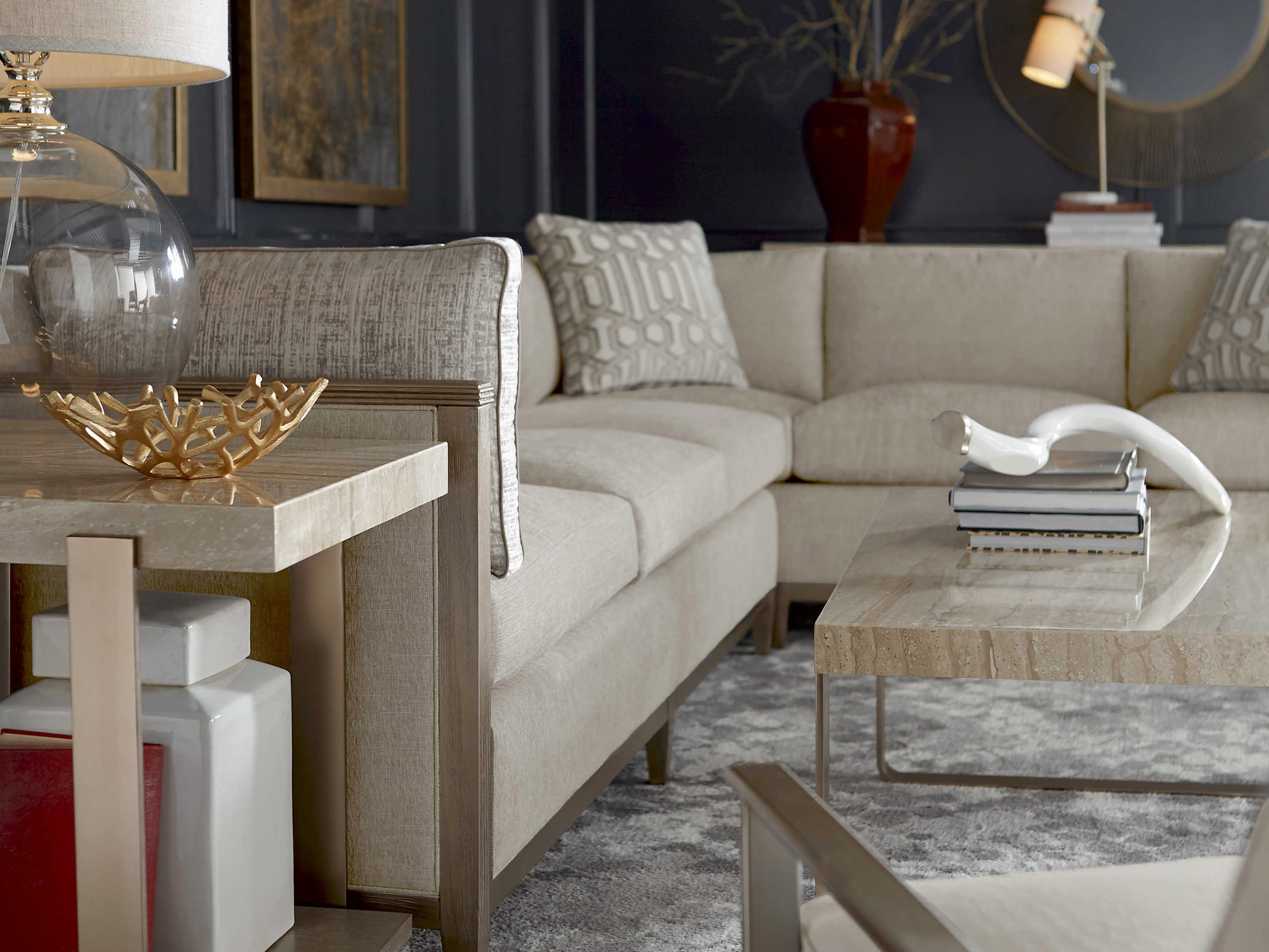 A.R.T. Furniture Cityscapes Griffith Polished Travertine Stone with