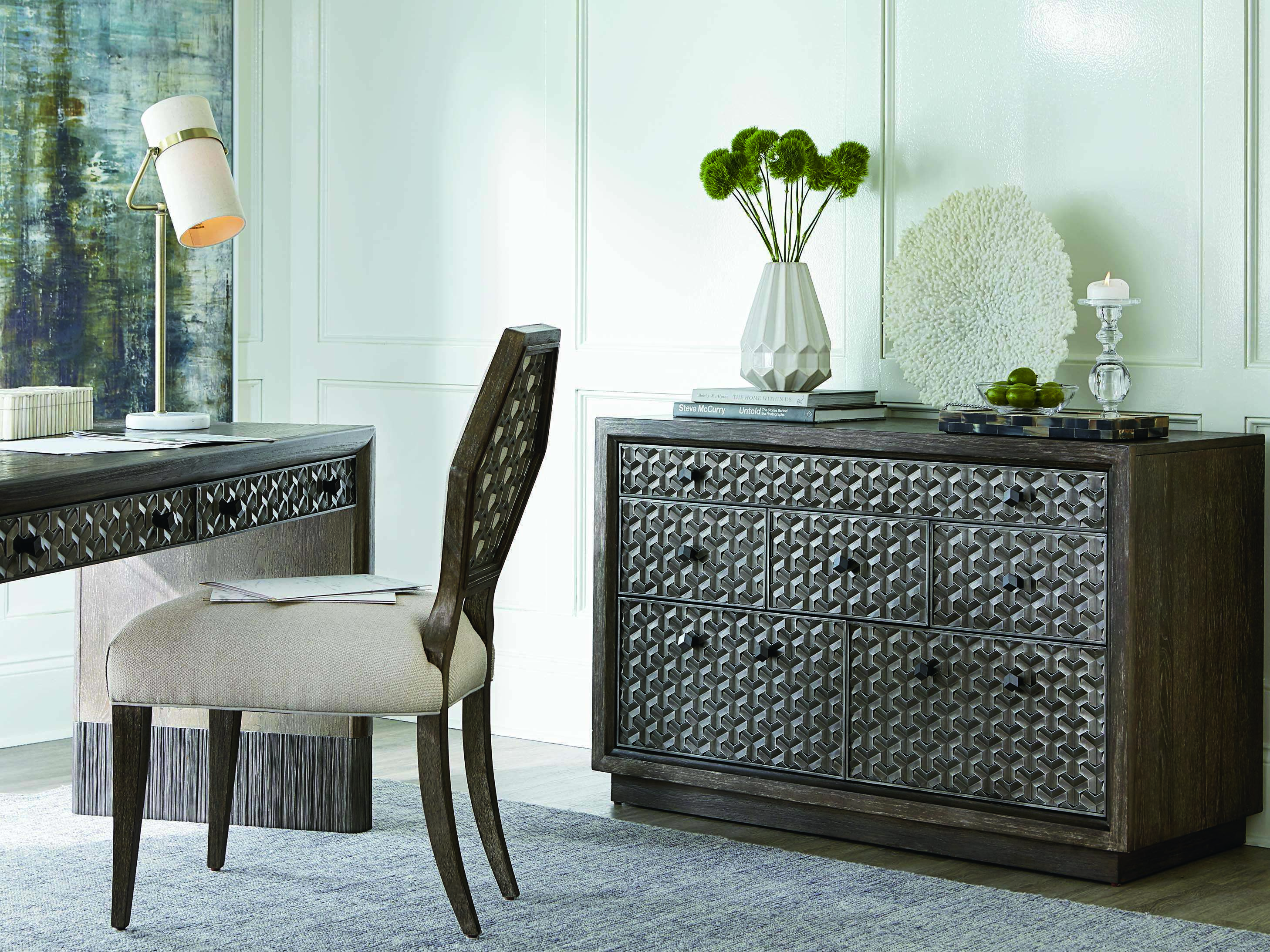 A.R.T Furniture Geode Kona and Facet 60''L x 24''W Rectangular Selenite