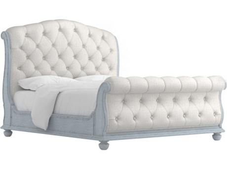 A.R.T. Furniture Summer Creek White Shutter Blue Parrawood Upholstered King Sleigh Bed