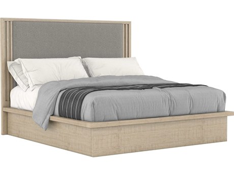A.R.T. Furniture North Side Shale Gray Ash Wood Upholstered Queen Panel Bed
