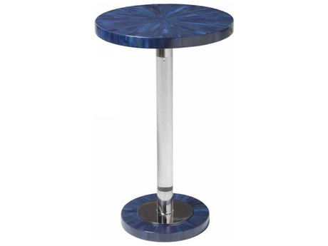 Artistica Signature Designs Invicta Round Navy Blue Polished Nickel End Table