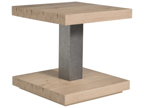 Artistica Verite Square Wood White Oak Antiqued Gun Metal End Table