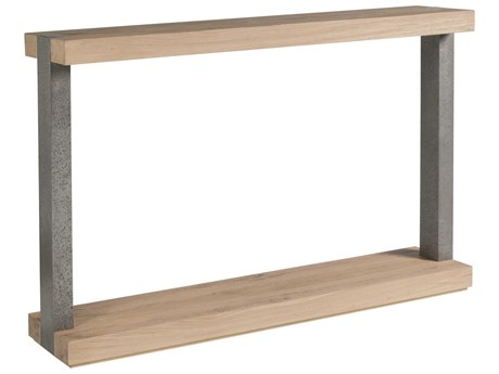 Artistica Verite Rectangular Wood White Oak Antiqued Gun Metal Console Table