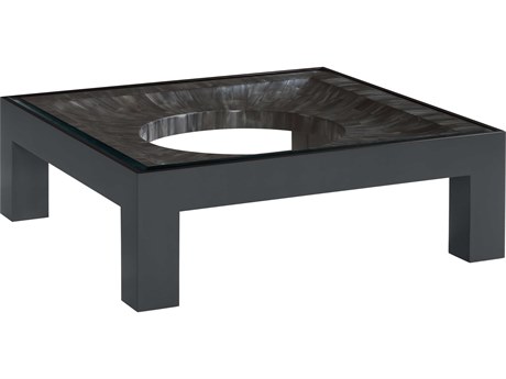 Artistica Signature Designs Elation Square Glass Dark Gray Bone Cocktail Table