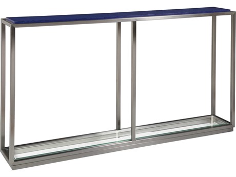 Artistica Signature Designs Ultramarine Rectangular Stone Blue Brushed Stainless Steel Console Table