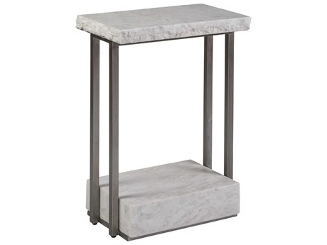 Artistica Signature Designs Kenzo Rectangular Marble Bianco Laguna Silver Leaf End Table