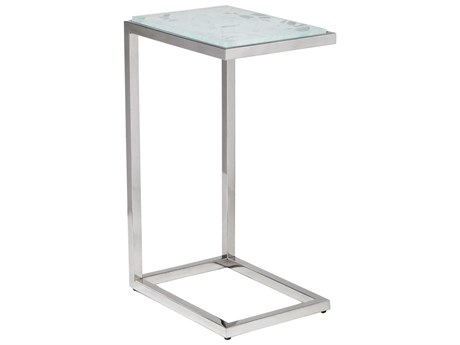 Artistica Signature Designs Snowscape Rectangular Glass White Polished Stainless Steel End Table