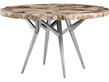 Artistica Signature Designs Caldera Round Silver Varied Petrified Wood Dining Table